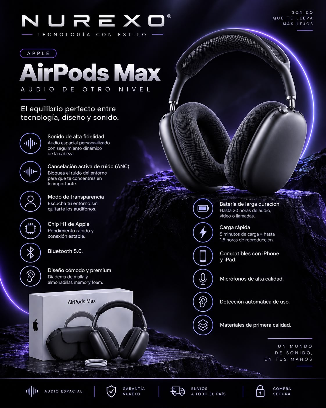 AirPods Max en presentación NUREXO