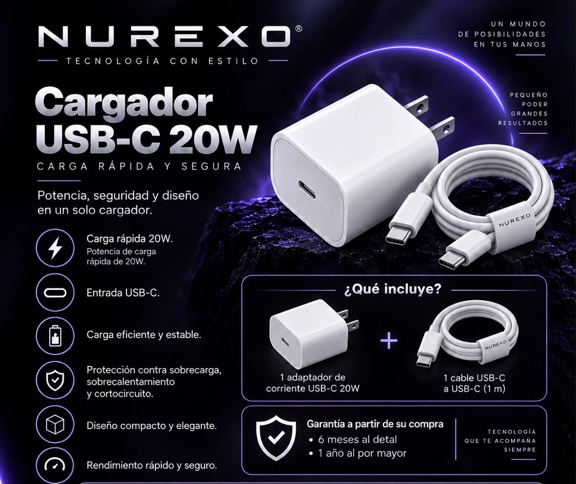 Cargador USB-C 20W NUREXO